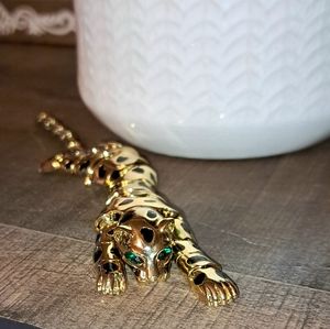 Vtg Articulated Large Sized Tiger Jaguar Leopard Cat Draping Shoulder Brooch Pin